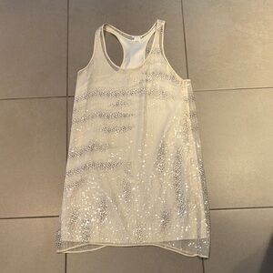 Club Monaco White and Silver Sequin Dress